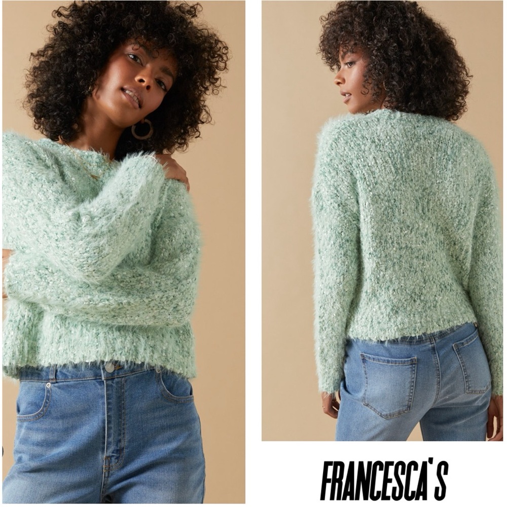 New Francesca’s Kaya Crewneck Textured Pullover Sweater - Picture 2 of 6